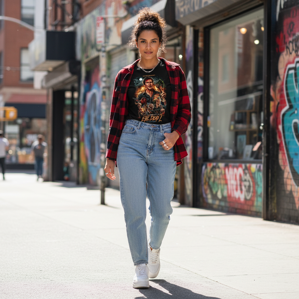 Evil Dead 2 T-Shirt - Kiss Goodbye Horror Movie Graphic Tee - Retro Cult Classic