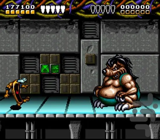 Vintage video game screen with a character in a dungeon-like setting. Battletoads - CrebbaTECH: RETROVERSE