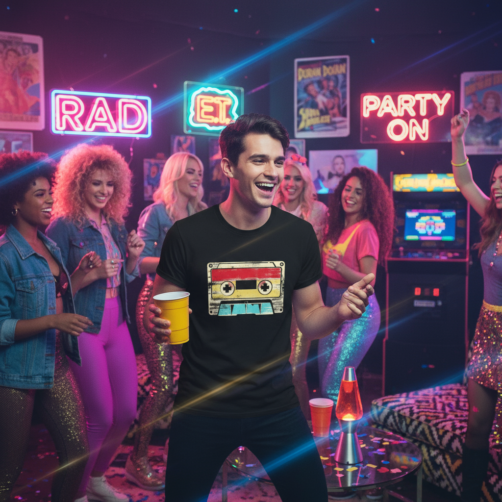 Lifestyle shot at 80s party