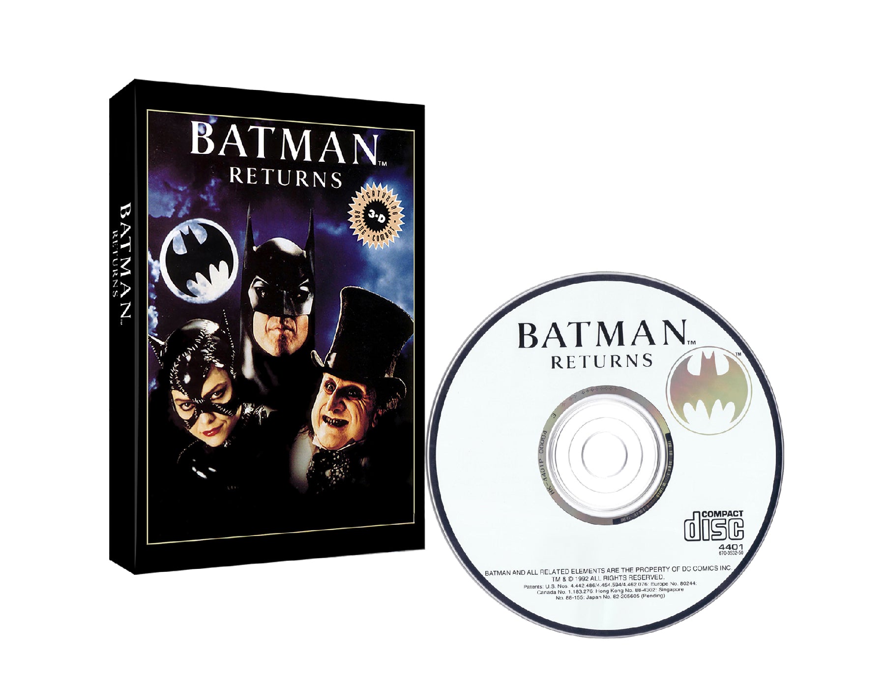 Batman Returns Longbox with cover and disc on a white background.  Batman Returns Sega CD Screenshot - CrebbaTECH: RETROVERSE