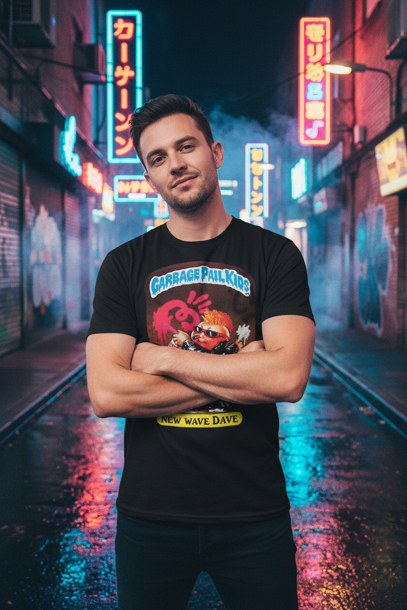 Male model in urban neon setting