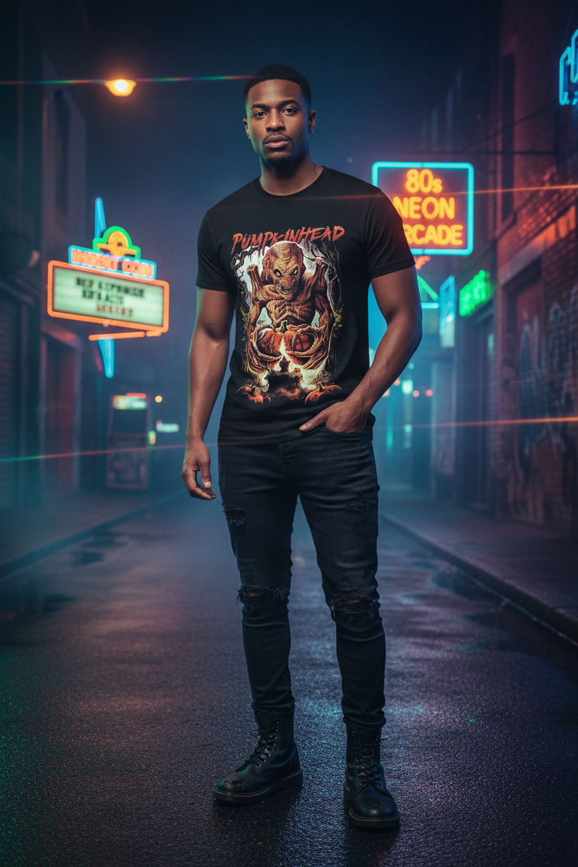 Male model in urban neon setting