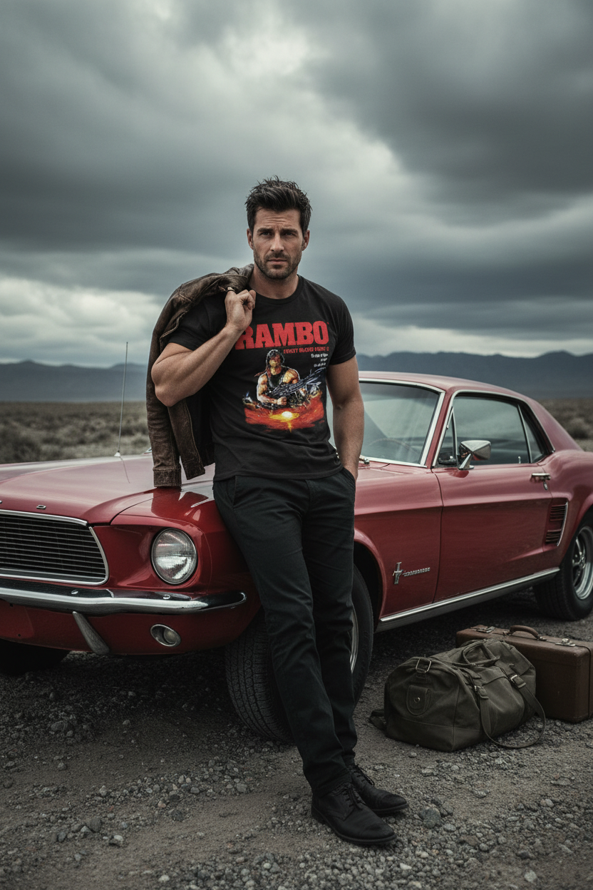 Male model muscle car