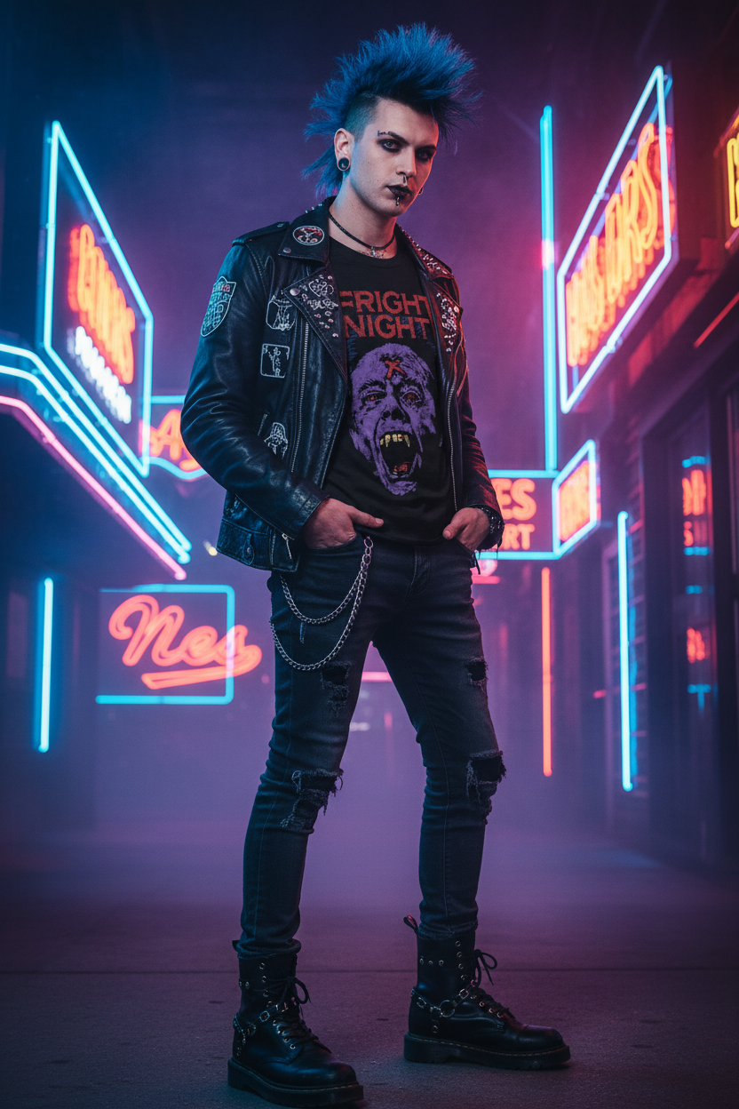 Male model retro neon