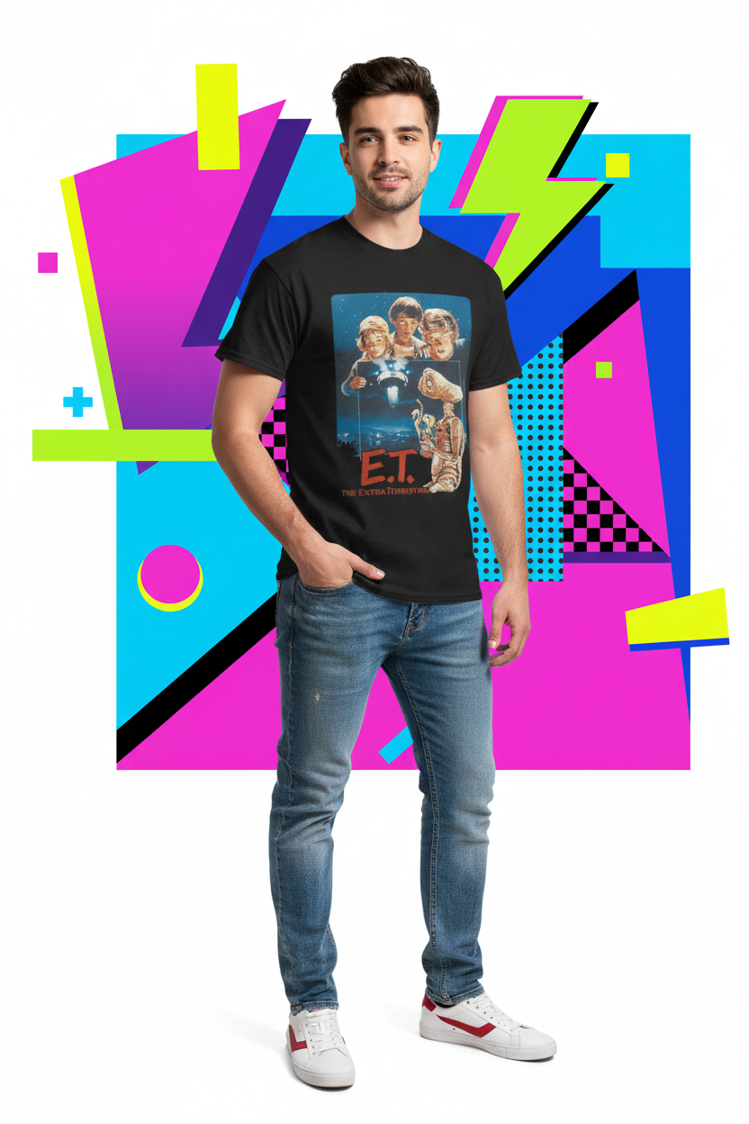 Male model with retro 80s background