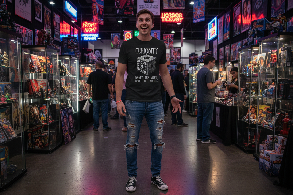 Curiosity - Hellraiser Tee Man at Horror Convention