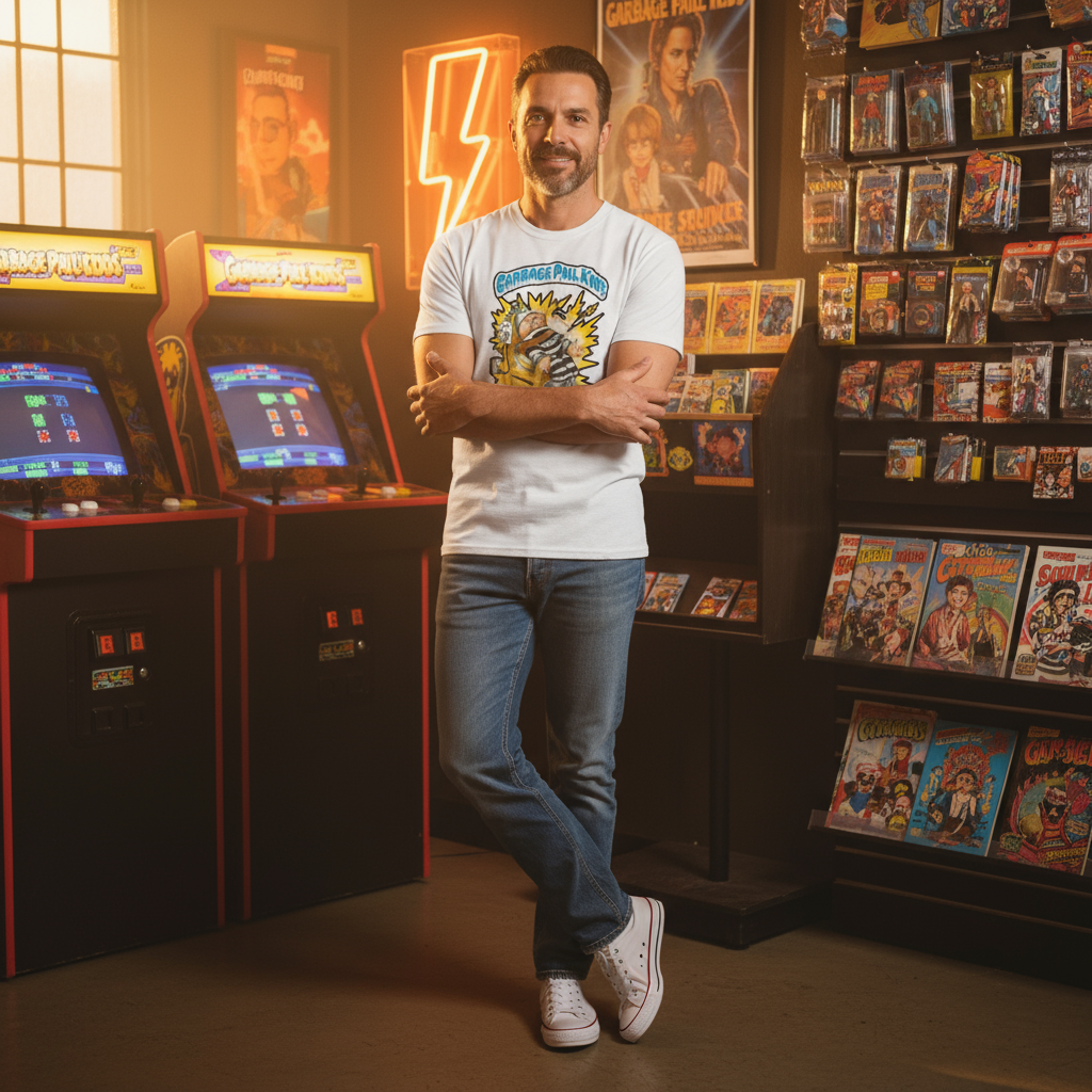 Man in vintage arcade setting