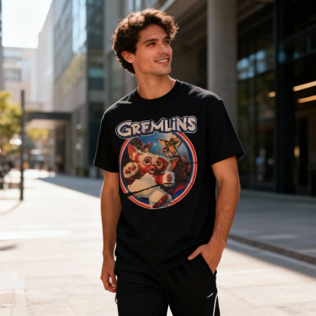 Man wearing Gremlins t-shirt - urban casual