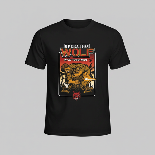 Operation Wolf black t-shirt front