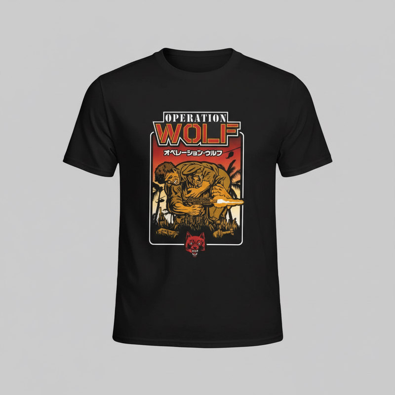 Operation Wolf black t-shirt front