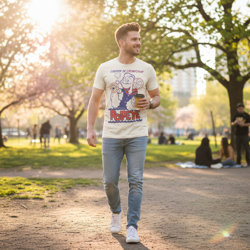 T-shirt with Popeye graphic design on a white background Outdoor Lifestyle