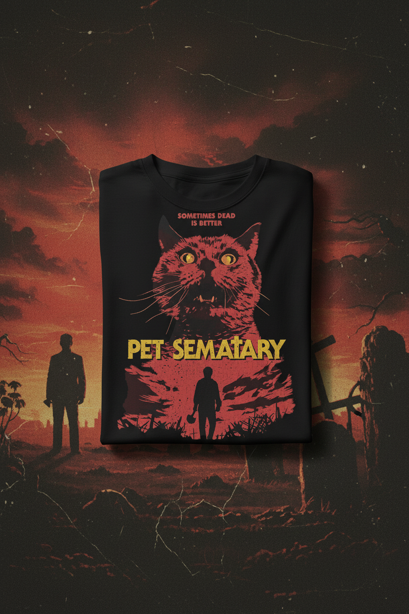 Pet Sematary t-shirt with vintage poster backdrop