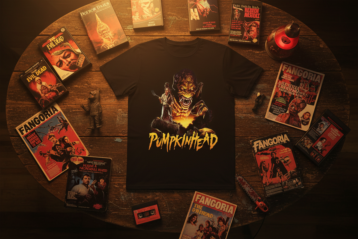 Pumpkinhead Shirt VHS Flatlay