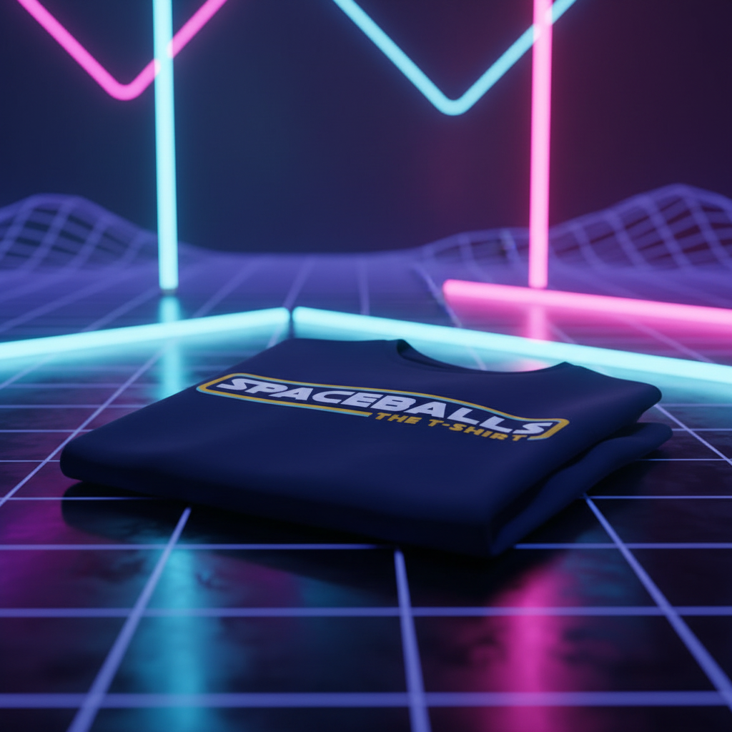 Spaceballs tee with retro neon lighting