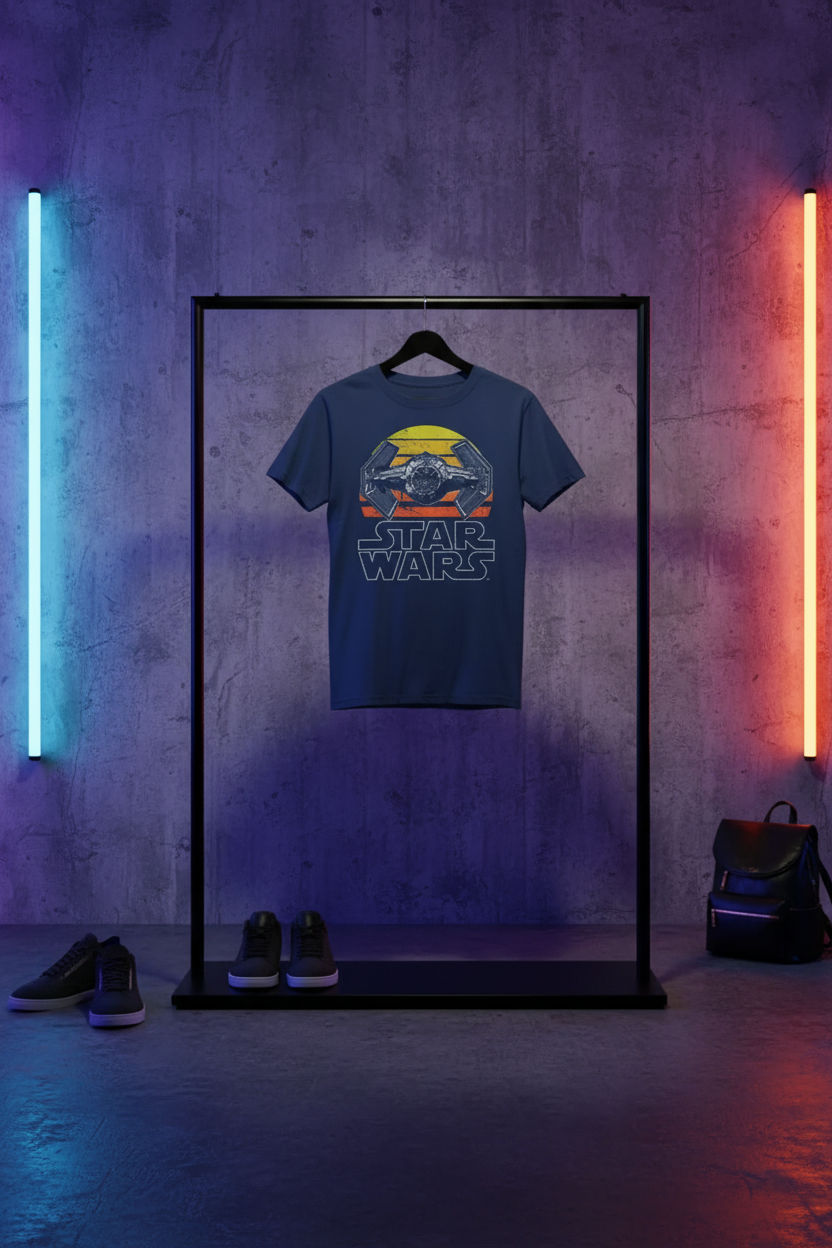 Star Wars TIE Fighter tee - hanging rack neon