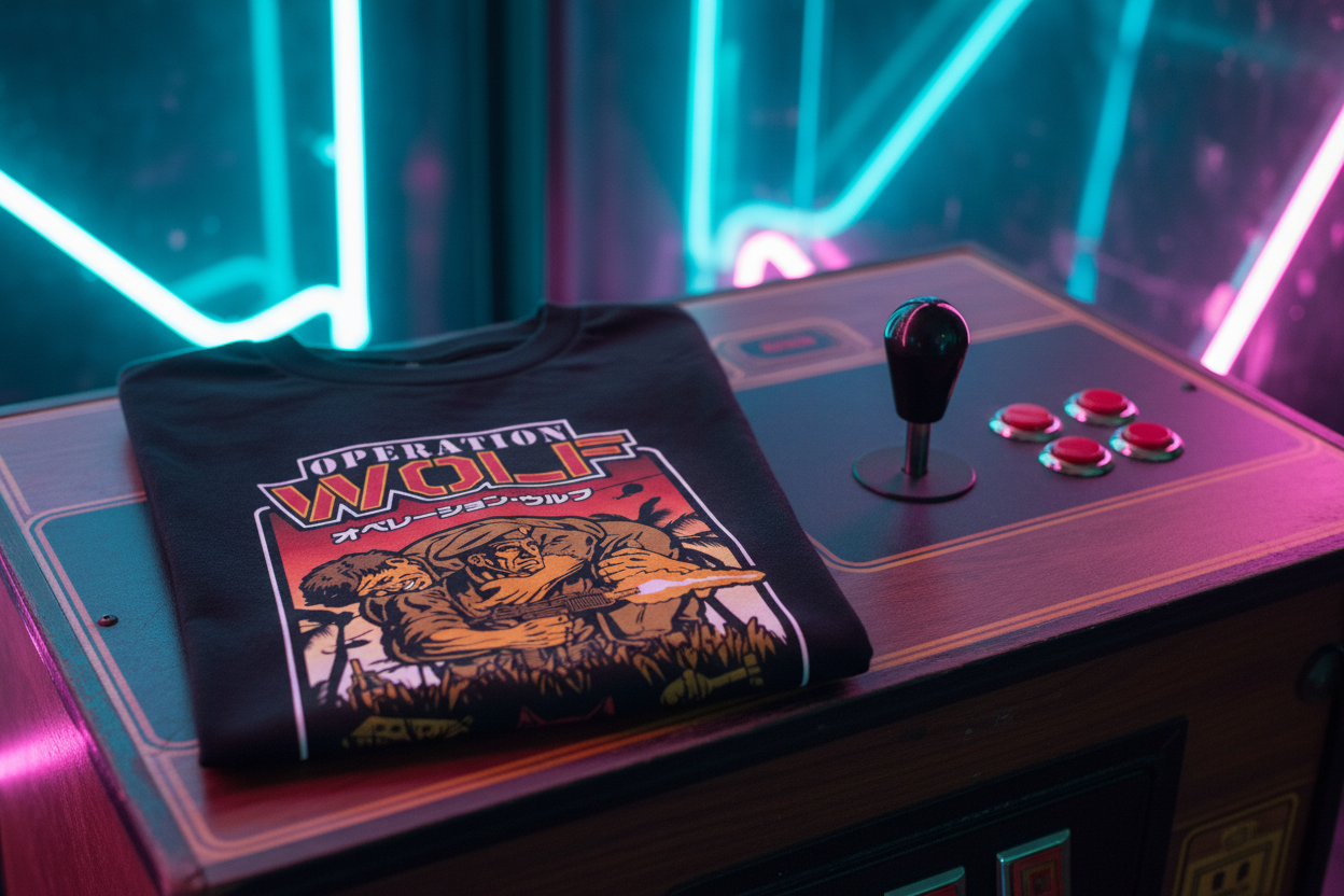 Operation Wolf Tee - T-shirt on arcade cabinet