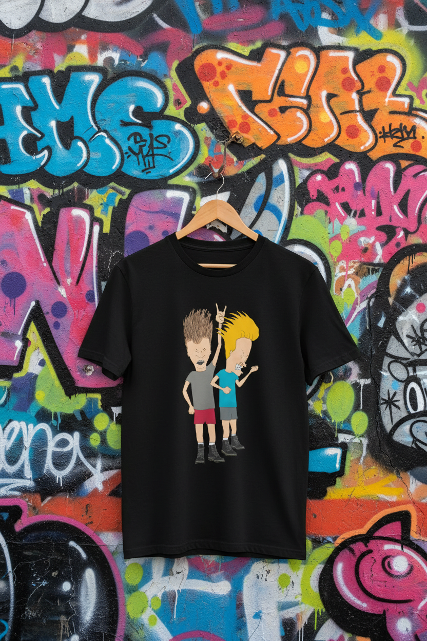 T-shirt on hanger with urban background