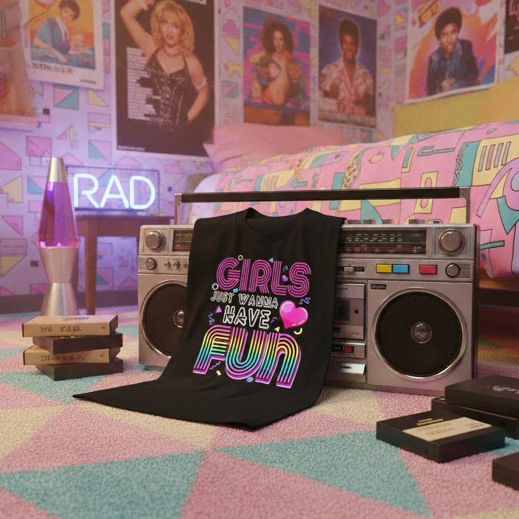 T-shirt on vintage boombox