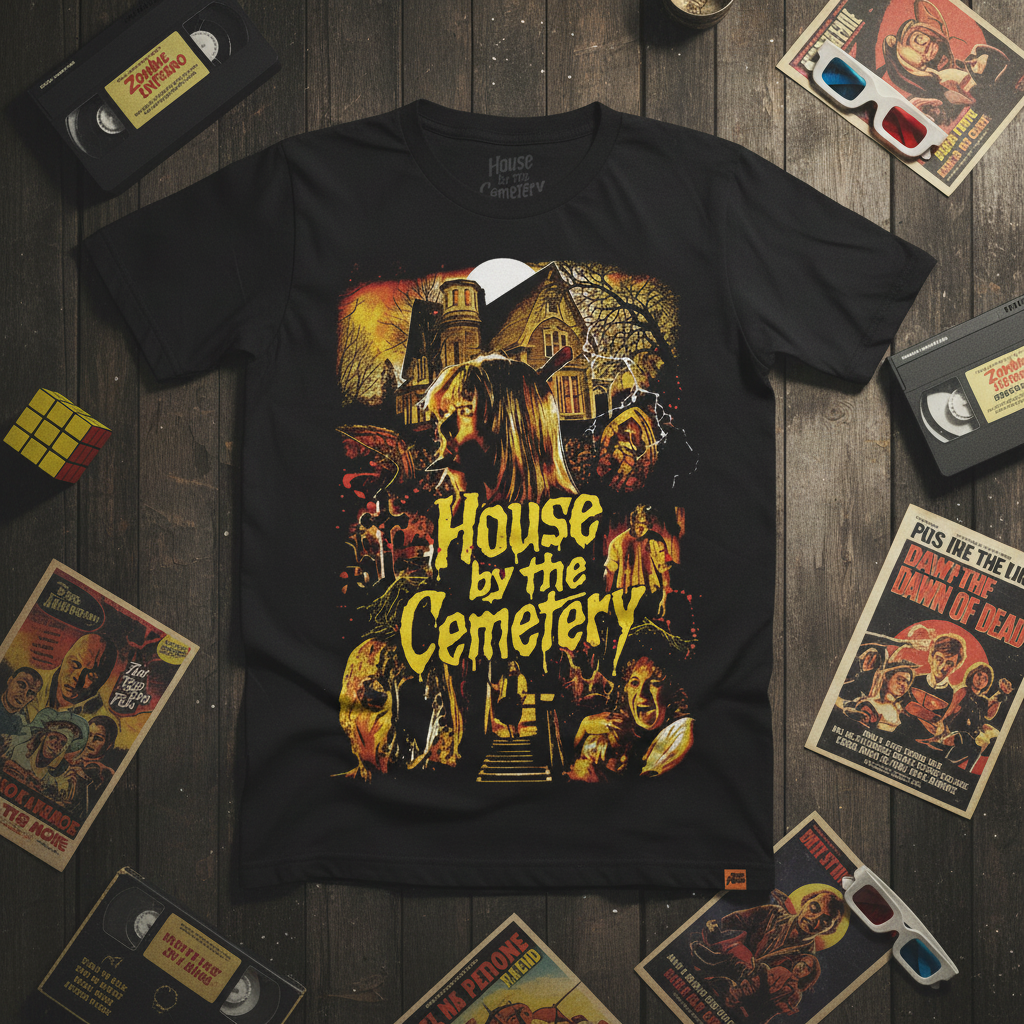 House by the Cemetery Tee - Vintage flat lay