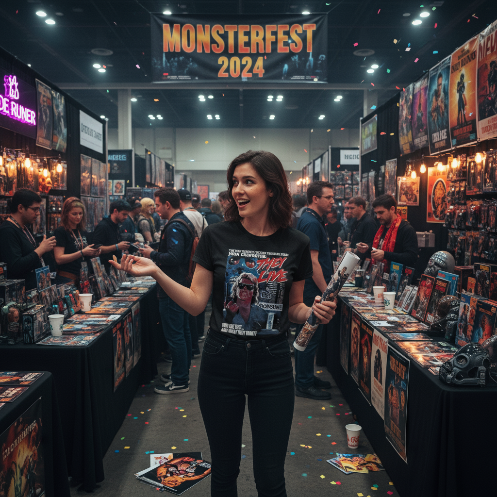 Woman at sci-fi horror convention