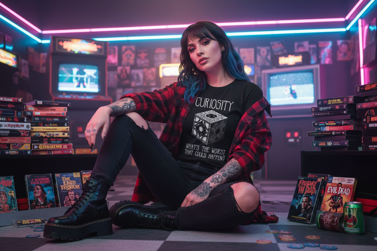 Curiosity - Hellraiser Tee Woman in Retro Arcade