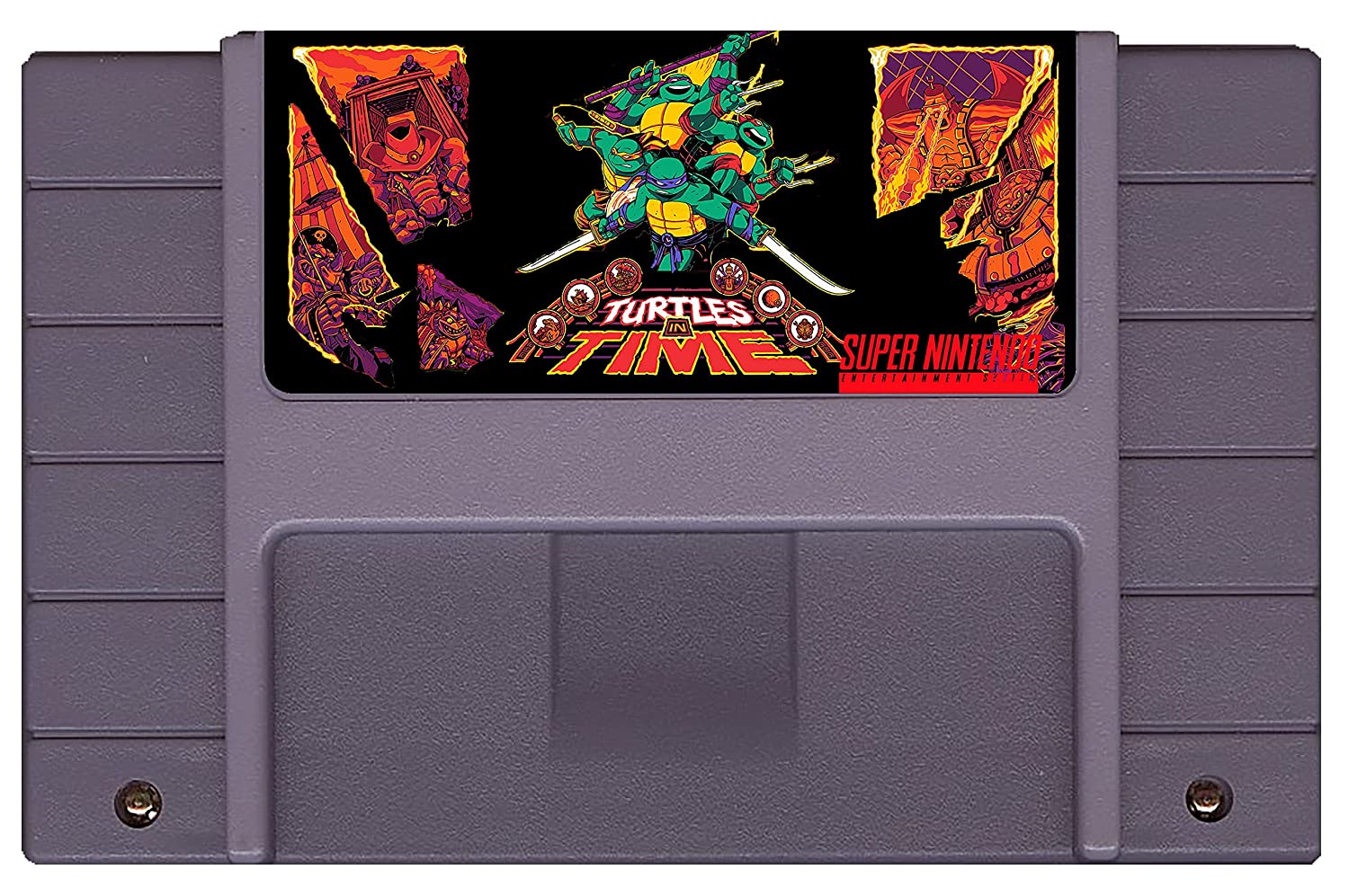 Teenage Mutant Ninja Turtles (TMNT) IV: Turtles in Time (Super Nintendo, SNES) - Custom Label Version - Reproduction Video Game Cartridge