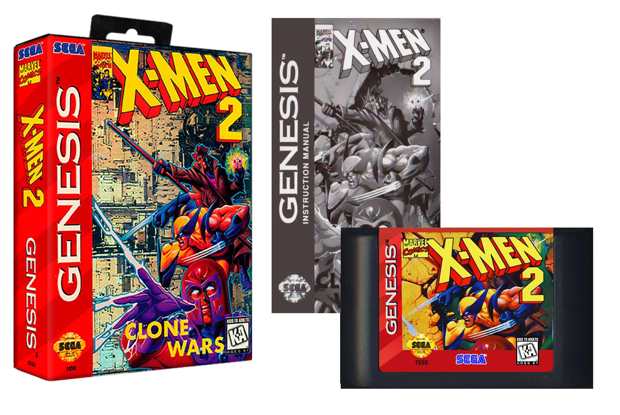 X-Men 2: Clone Wars (Sega Genesis) - Reproduction Video Game Cartridge with  Box and Manual - CrebbaTECH - High-Quality Retro Video Game Reproductions!